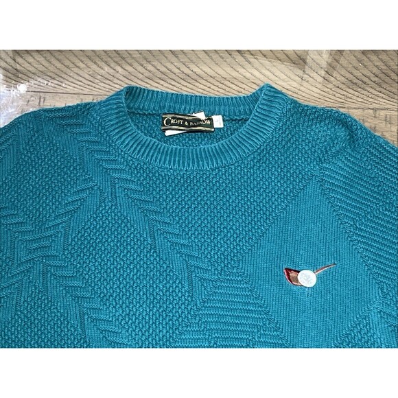 Mens Sweater Grandpa Golf Fathers Vintage Croft & Barrow Argyle Green Size Large - Picture 2 of 8